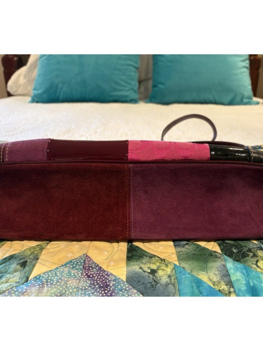 Vtg COACH Purse Legacy Rare Leather Limited Edition Patchwork Suede Tote 1437 - Picture 16 of 16